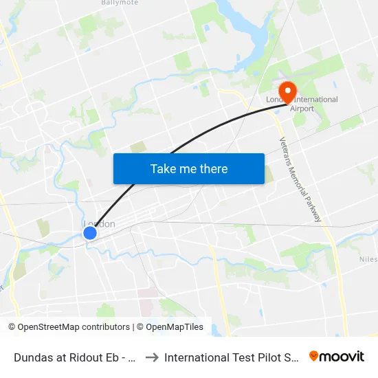 Dundas at Ridout Eb - #600 to International Test Pilot School map