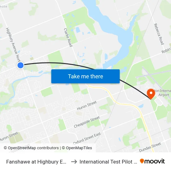 Fanshawe at Highbury Eb - #698 to International Test Pilot School map