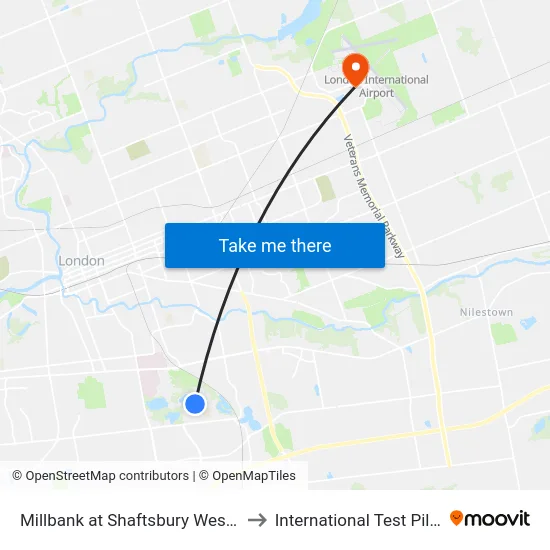 Millbank at Shaftsbury West Sb - #1194 to International Test Pilot School map