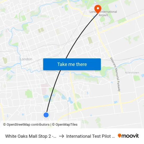 White Oaks Mall Stop 2 - #2061 to International Test Pilot School map