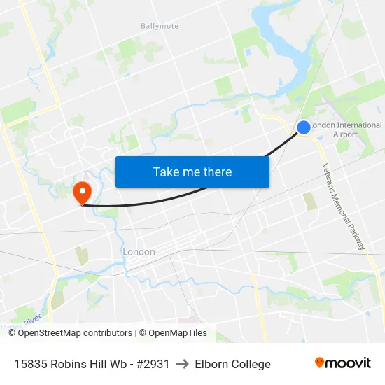 15835 Robins Hill Wb - #2931 to Elborn College map