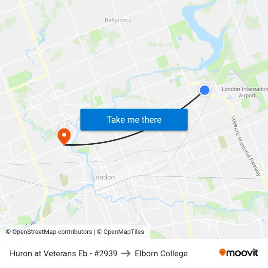 Huron at Veterans Eb - #2939 to Elborn College map