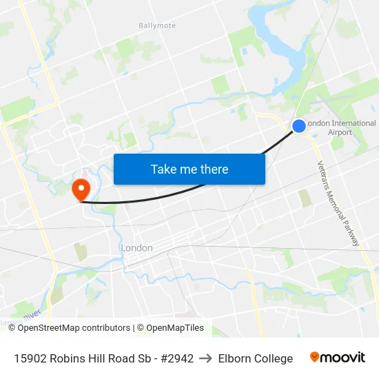 15902 Robins Hill Road Sb - #2942 to Elborn College map