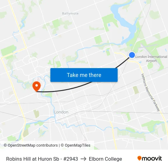 Robins Hill at Huron Sb - #2943 to Elborn College map