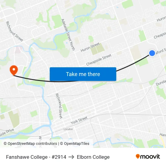 Fanshawe College - #2914 to Elborn College map