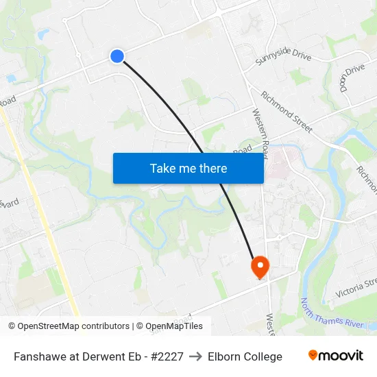 Fanshawe at Derwent Eb - #2227 to Elborn College map