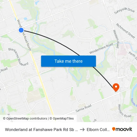 Wonderland at Fanshawe Park Rd Sb - #2983 to Elborn College map