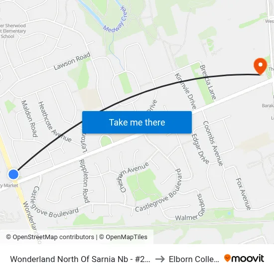 Wonderland North Of Sarnia Nb - #2987 to Elborn College map