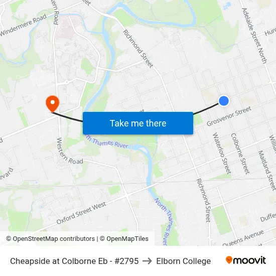 Cheapside at Colborne Eb - #2795 to Elborn College map