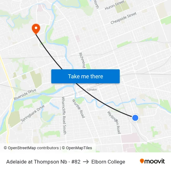 Adelaide at Thompson Nb - #82 to Elborn College map