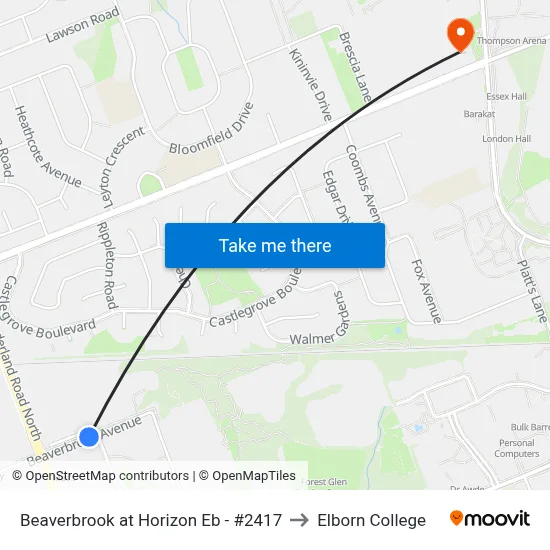 Beaverbrook at Horizon Eb - #2417 to Elborn College map