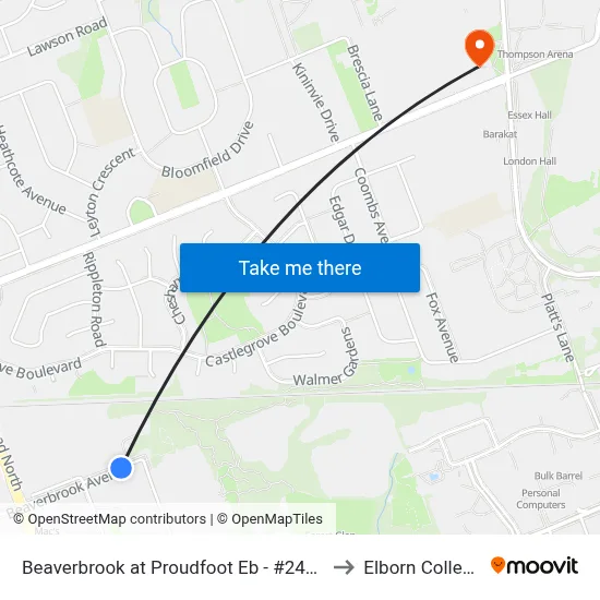Beaverbrook at Proudfoot Eb - #2418 to Elborn College map