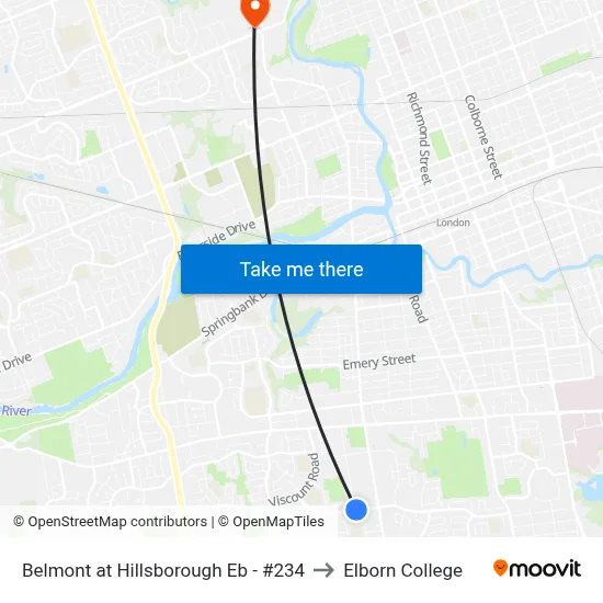 Belmont at Hillsborough Eb - #234 to Elborn College map