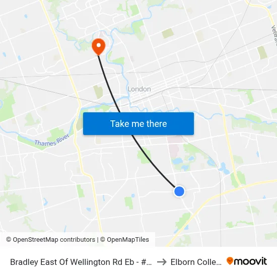 Bradley East Of Wellington Rd Eb - #297 to Elborn College map