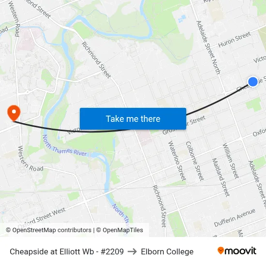 Cheapside at Elliott Wb - #2209 to Elborn College map