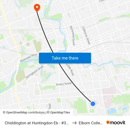 Chiddington at Huntingdon Eb - #385 to Elborn College map