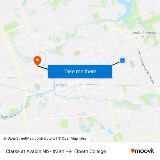 Clarke at Avalon Nb - #394 to Elborn College map