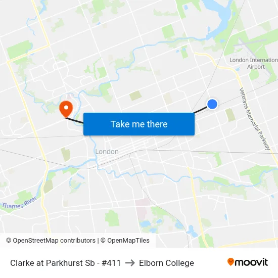 Clarke at Parkhurst Sb - #411 to Elborn College map