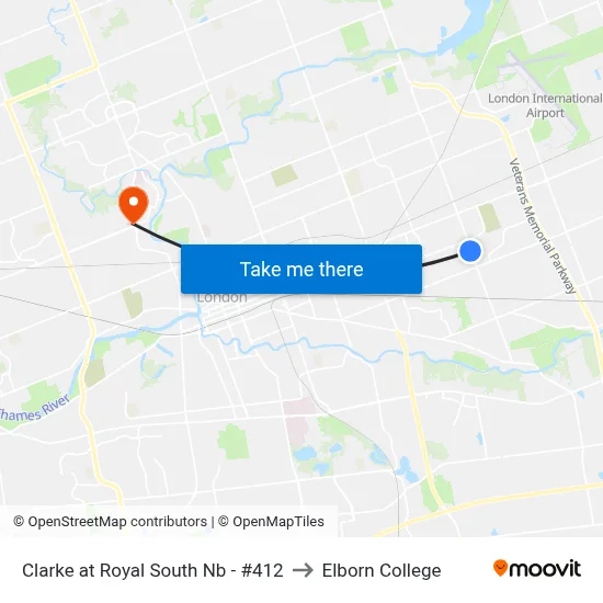 Clarke at Royal South Nb - #412 to Elborn College map