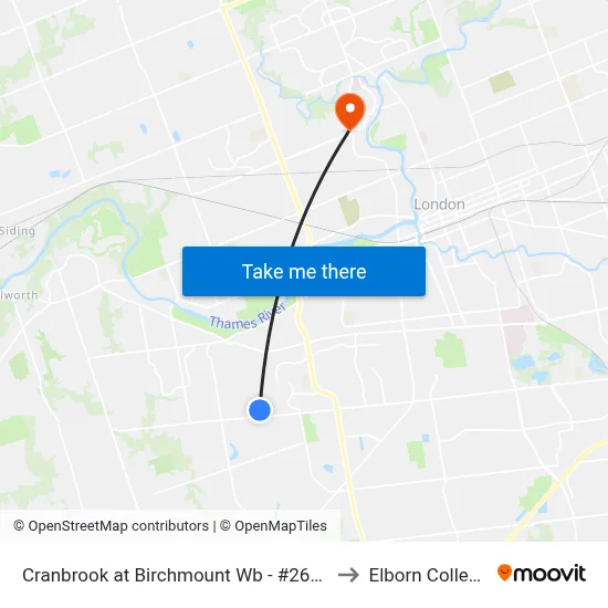 Cranbrook at Birchmount Wb - #2622 to Elborn College map