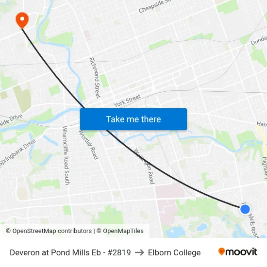 Deveron at Pond Mills Eb - #2819 to Elborn College map