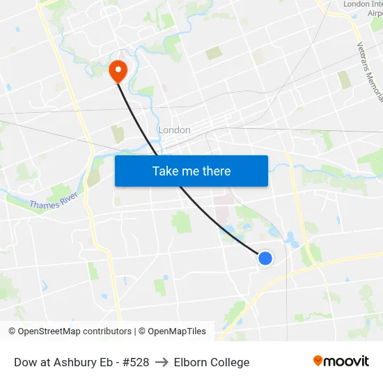 Dow at Ashbury Eb - #528 to Elborn College map