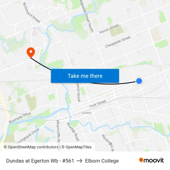 Dundas at Egerton Wb - #561 to Elborn College map