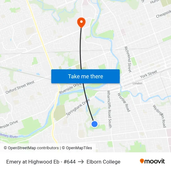 Emery at Highwood Eb - #644 to Elborn College map