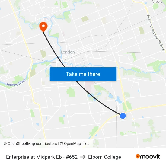 Enterprise at Midpark Eb - #652 to Elborn College map