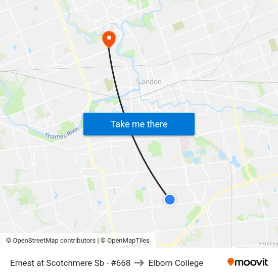 Ernest at Scotchmere Sb - #668 to Elborn College map