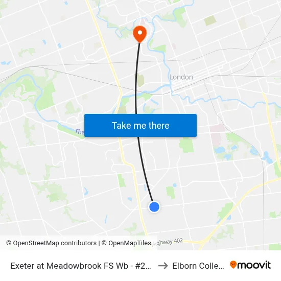 Exeter at Meadowbrook FS Wb - #2824 to Elborn College map