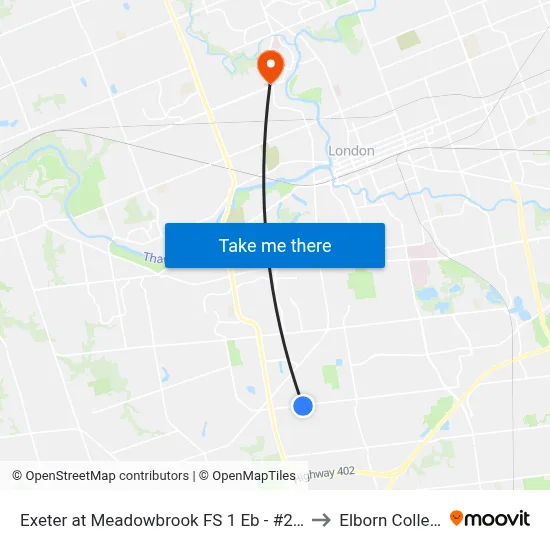 Exeter at Meadowbrook FS 1 Eb - #2825 to Elborn College map