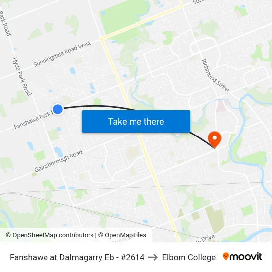 Fanshawe at Dalmagarry Eb - #2614 to Elborn College map