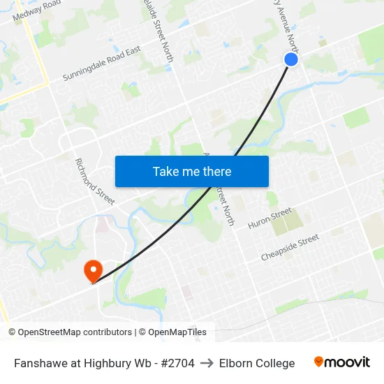 Fanshawe at Highbury Wb - #2704 to Elborn College map