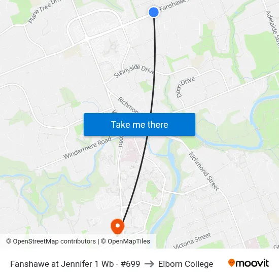 Fanshawe at Jennifer 1 Wb - #699 to Elborn College map
