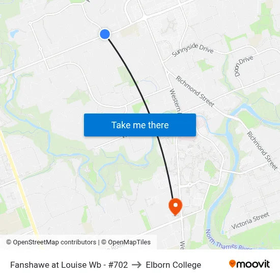 Fanshawe at Louise Wb - #702 to Elborn College map