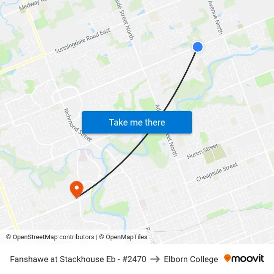 Fanshawe at Stackhouse Eb - #2470 to Elborn College map