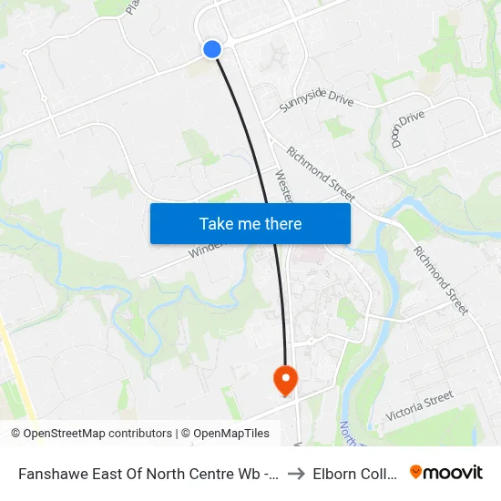 Fanshawe East Of North Centre Wb - #707 to Elborn College map