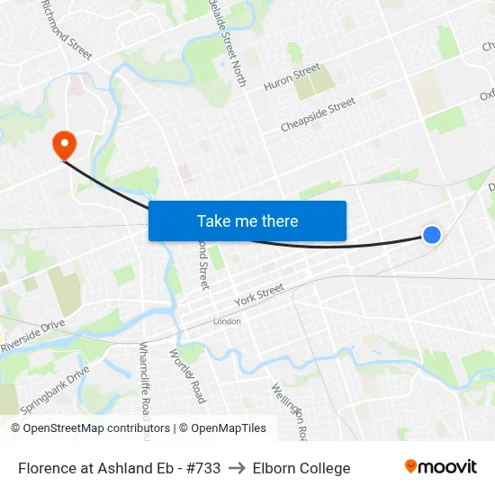 Florence at Ashland Eb - #733 to Elborn College map
