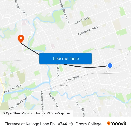 Florence at Kellogg Lane Eb - #744 to Elborn College map