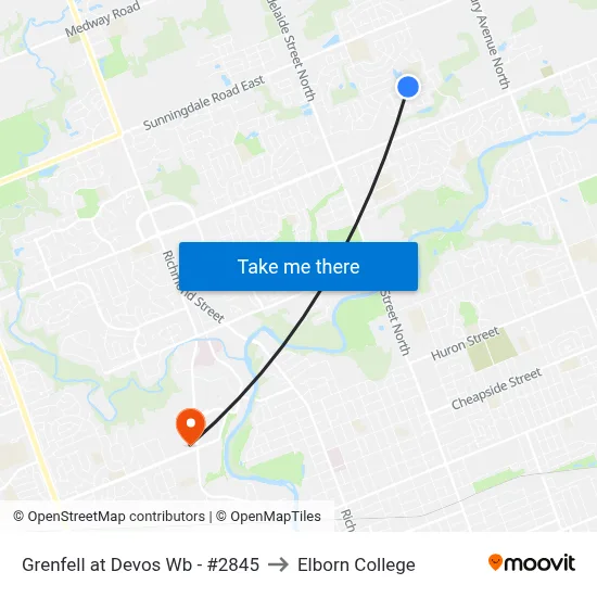 Grenfell at Devos Wb - #2845 to Elborn College map
