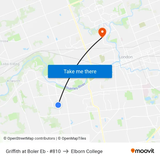Griffith at Boler Eb - #810 to Elborn College map