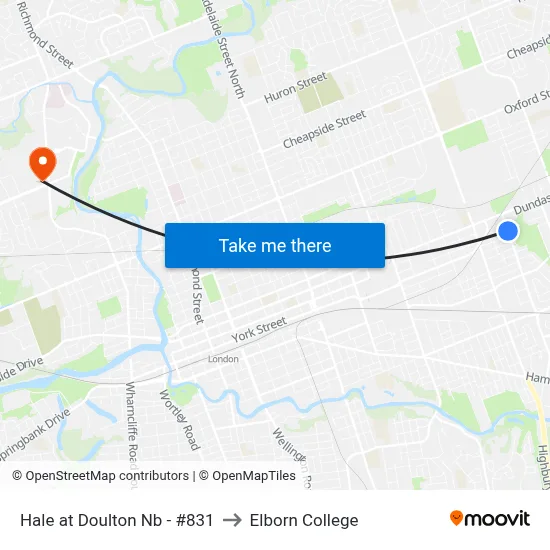 Hale at Doulton Nb - #831 to Elborn College map