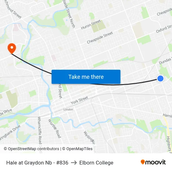 Hale at Graydon Nb - #836 to Elborn College map