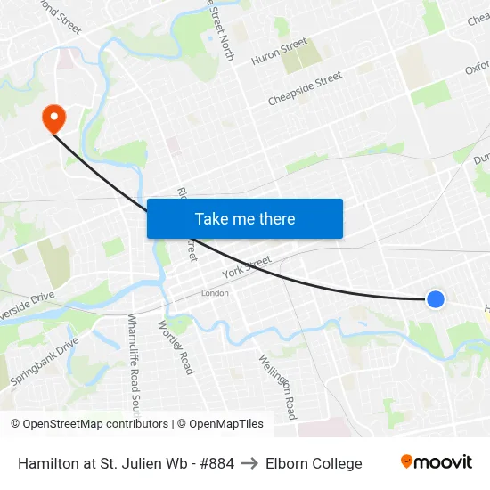 Hamilton at St. Julien Wb - #884 to Elborn College map
