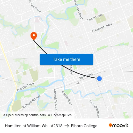 Hamilton at William Wb - #2318 to Elborn College map