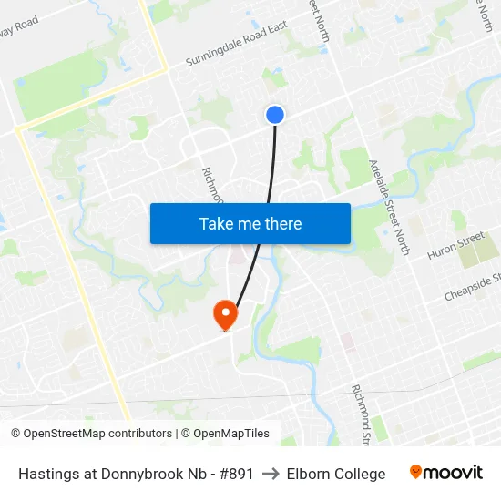 Hastings at Donnybrook Nb - #891 to Elborn College map