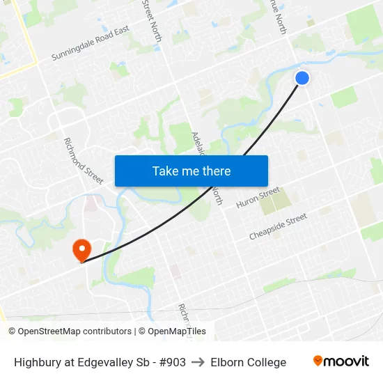 Highbury at Edgevalley Sb - #903 to Elborn College map