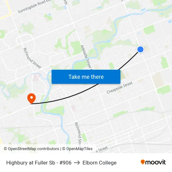 Highbury at Fuller Sb - #906 to Elborn College map