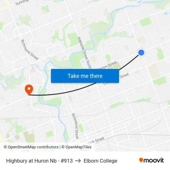 Highbury at Huron Nb - #913 to Elborn College map